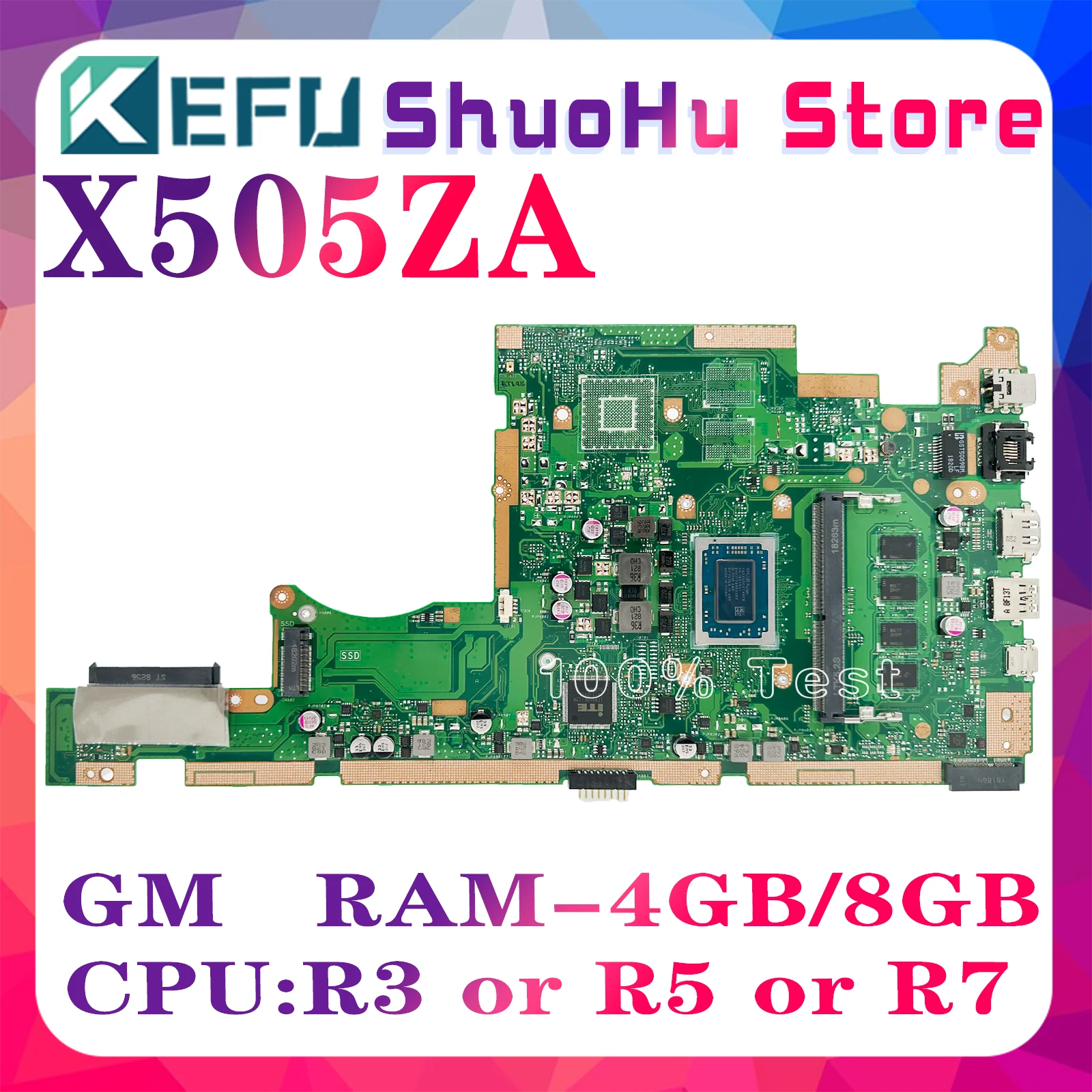 

KEFU X505ZA Mainboard For ASUS X505Z A505Z RX505Z F505Z K505Z Laptop Motherboard R3 R5 R7 GM RAM-4GB/8GB 100% Tested Working