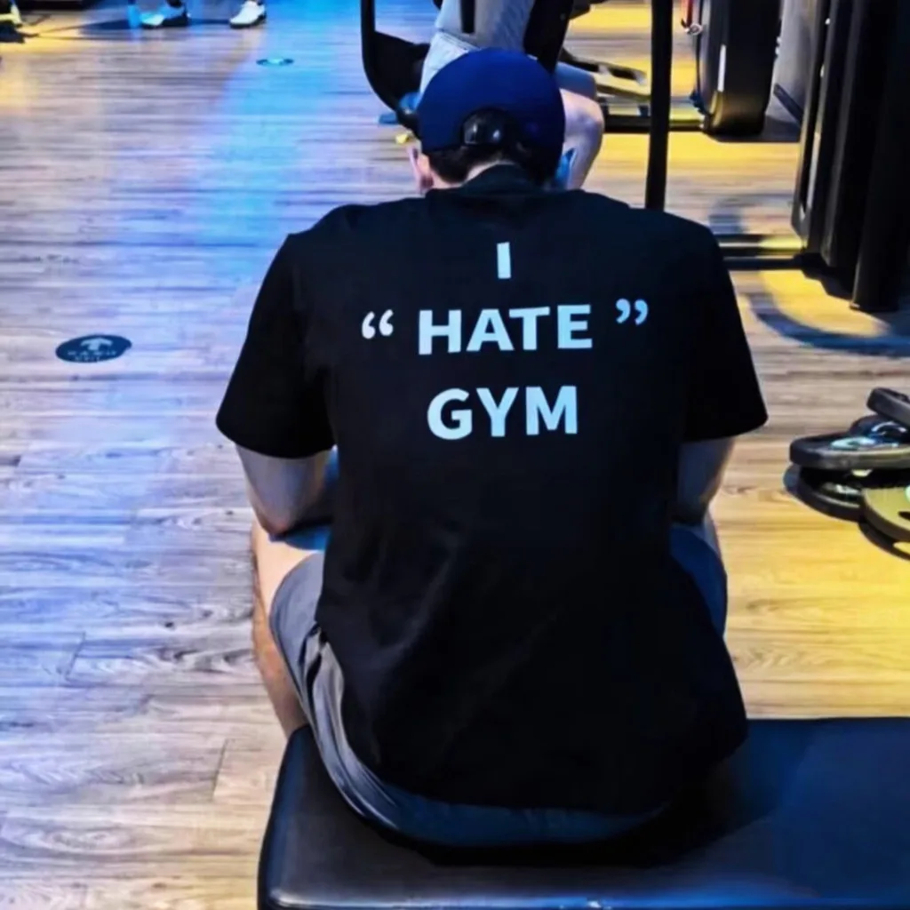 I Hate Gym Funny Slogan Letters Printing Unisex T Shirts Loose Cotton Short Sleeve Summer Casual Tops 2026 Fashion Crewneck Tees