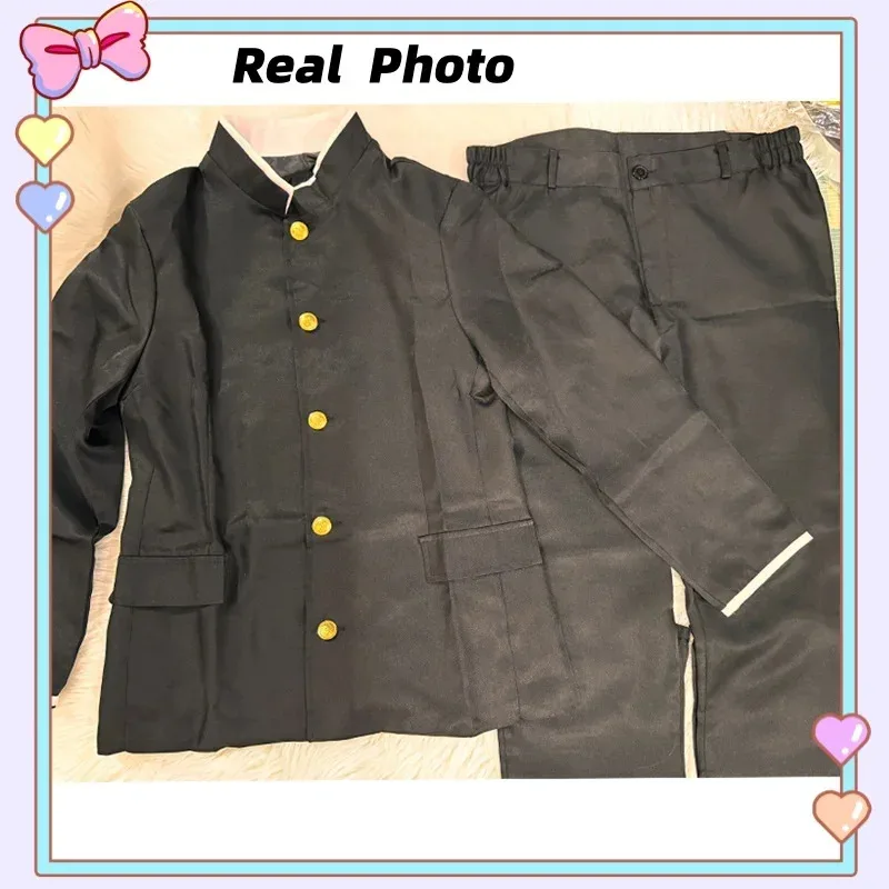 Anime Ken Takakura Costume Cosplay Dandadan Uniforme scolastica Occhiali Giacca nera Gakuran Outfit Donna Uomo Costume di Halloween