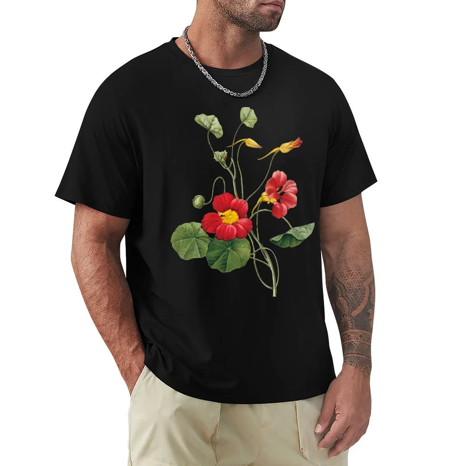 

FF - Flower - Nasturtium - Pierre Joseph Celestin Redouté T-Shirt Comfortable Basic Crew Neck Tee