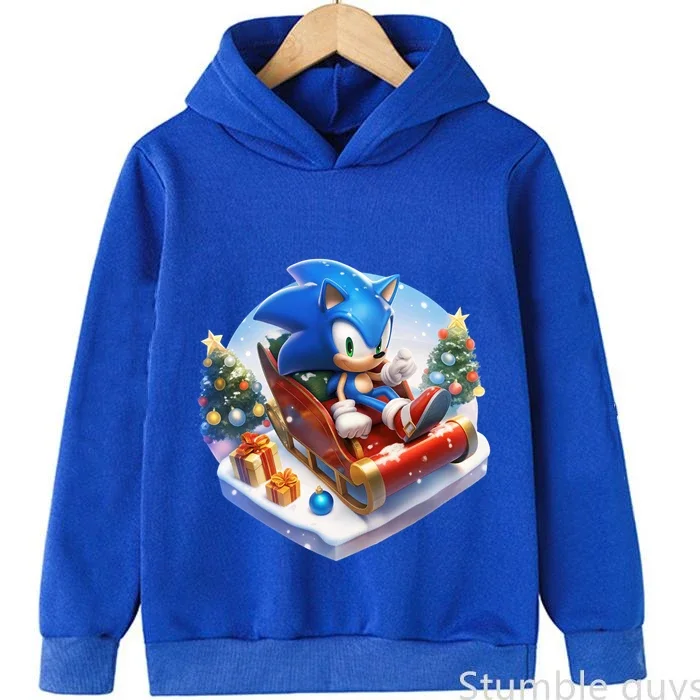Sweat à capuche Sonic pour enfants, combinaison de camion d'automne pour garçons et filles, vêtements de dessin animé, cadeau de noël, vêtements chauds et confortables ​