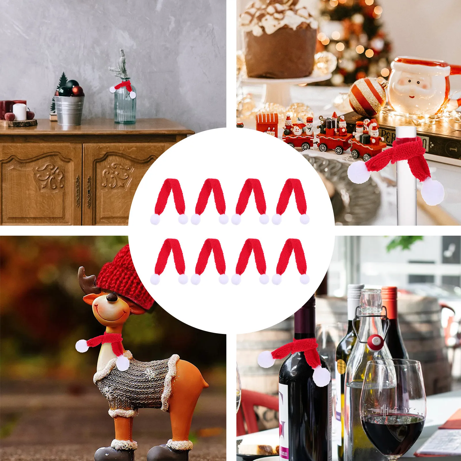 

10Pcs Christmas Mini Scarfs Knitted Lovely Neckerchiefs for Pets Party Decoration Adorable Accessories Mini Scarfs