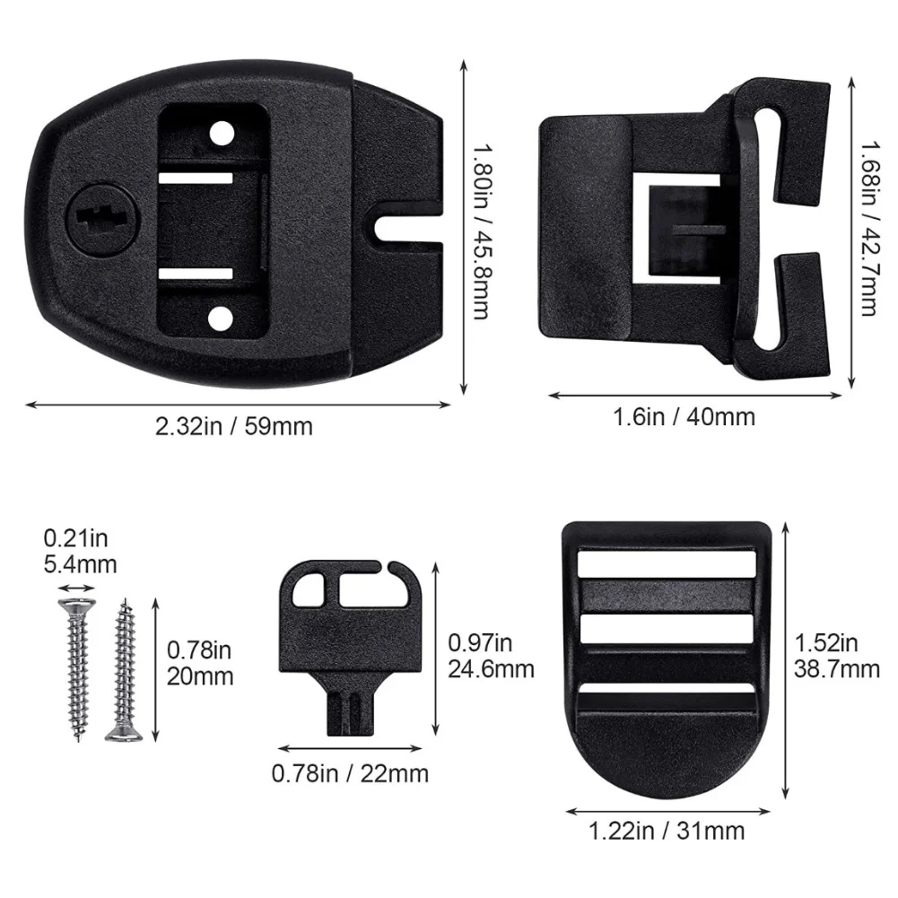 Spa Bathtub Cover Clamp Lock Replacement Kit with Keys Adjustable Strap with Wind Protection Plastic and Stainless Steel