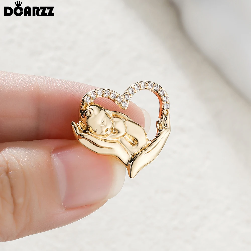 DCARZZ Obstetrics Newborn Copper Brooch Medical Luxury with Rhinestones Crystal Jewelry Doctor Nurse Midwife Lapel Pin Badge