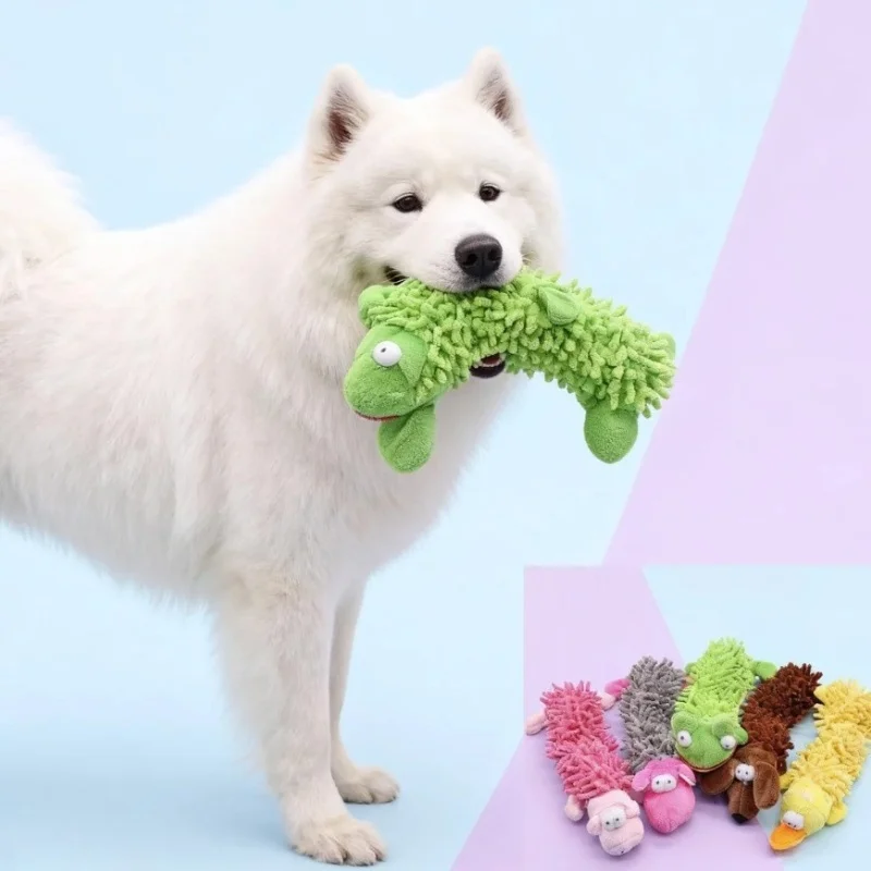 Interactive Plush Dog Toy Sound Making Feature Fur Shell Design Hippo & Frog Shapes Chew And Teeth Grinding Fun