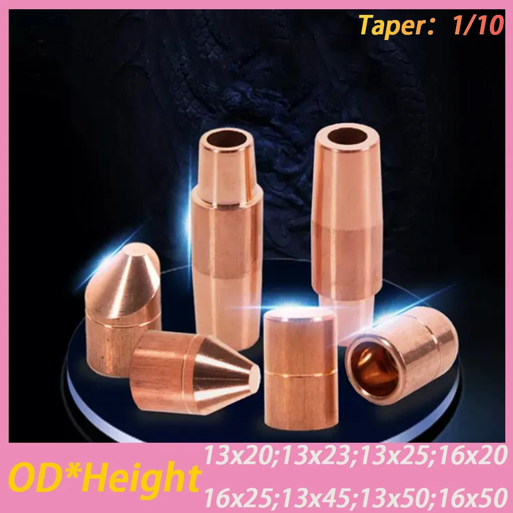 10Pcs Spot Welding Electrode Cap&Connecting Shank Flat Round Pointed Copper Electrode Tips for Welding Machine