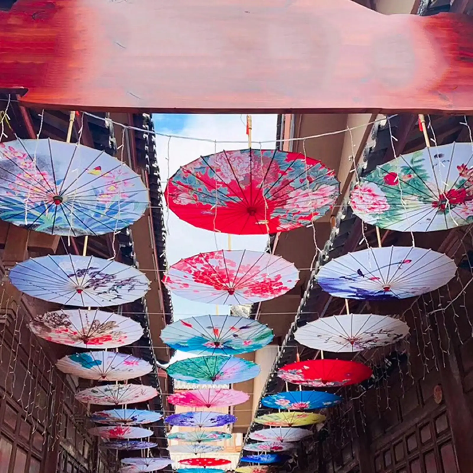 Silk Cloth Chinese Umbrella Rainproof for Costumes Cosplay Party Decor 82cm
