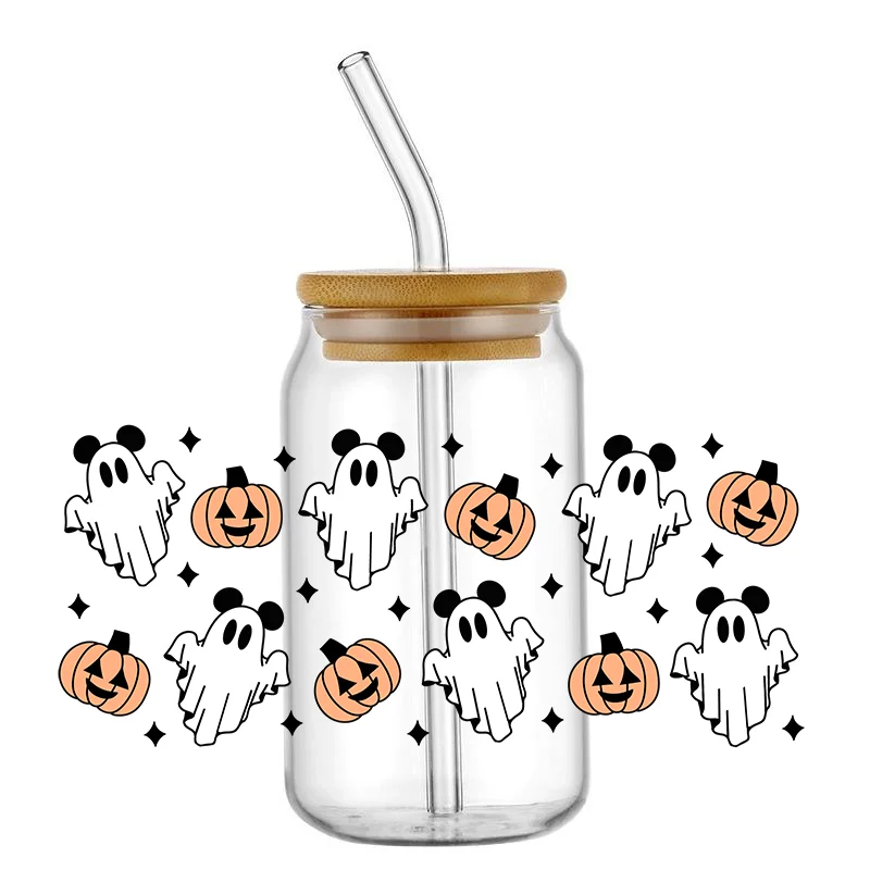 High-Quality Little Ghost design Cup Wrap Decals - Waterproof, Self-Adhesive, Scratch-Resistant Set for 16 oz Mugs & Bottl