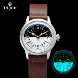 THORN Watch For Men 36mm Diameter Ship Watch 24 Hours Disk World War II Retro Military Watch NH34A Movement Automatic Mechanical