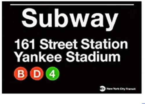 Placa de Metal do Estádio Yankee: Saída do Estádio de Beisebol de Nova York 1.00 Home Run - Alumínio