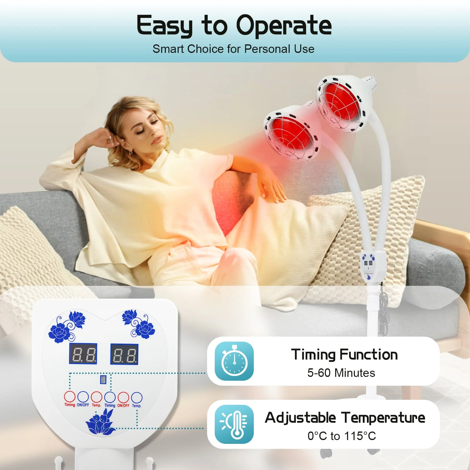 110V ‎ Lâmpada de terapia de luz vermelha infravermelha IR-calor-infravermelho com fio 275W Ving Dor muscular e articular