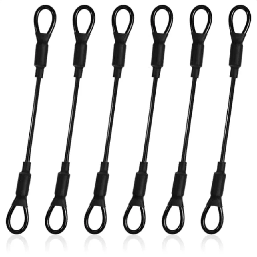 

6 упаковок 5,9 дюйма, безопасный трос из нержавеющей стали с ПВХ-покрытием, сверхпрочный концевой кабель с петлей, плетеный с прорезиненным покрытием и виниловой крышкой