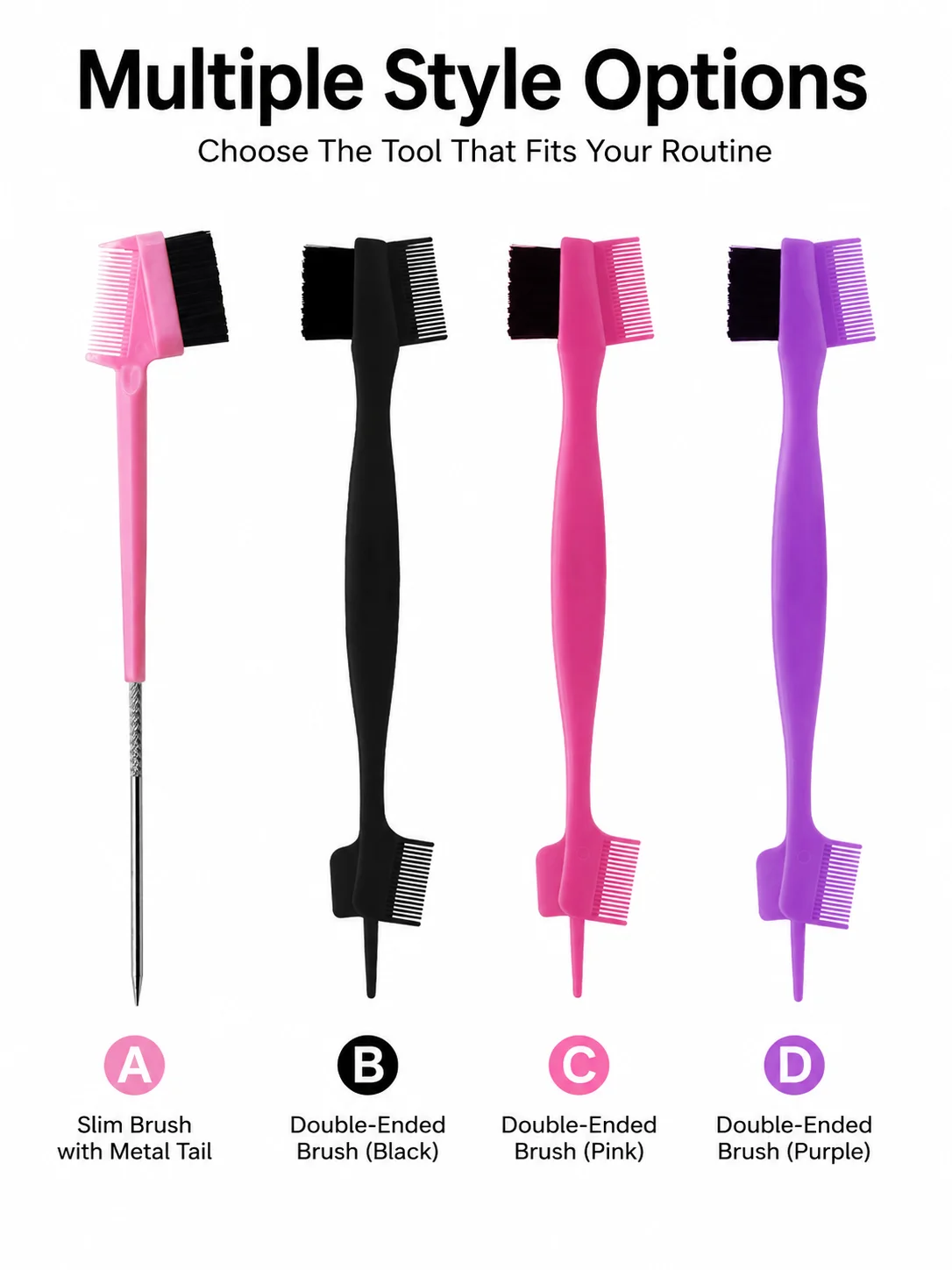

Dual-Ended Eyebrow Brush, Brow Comb and Edge Hair Styling Tool, Soft Brush Head with Fine Teeth Comb and Pointed Tail, Makeup Grooming Brush for Eyebrow Shaping, Baby Hair, Hairline Edges, Flyaways, Parting, Detailing, Daily Beauty Routine and Travel