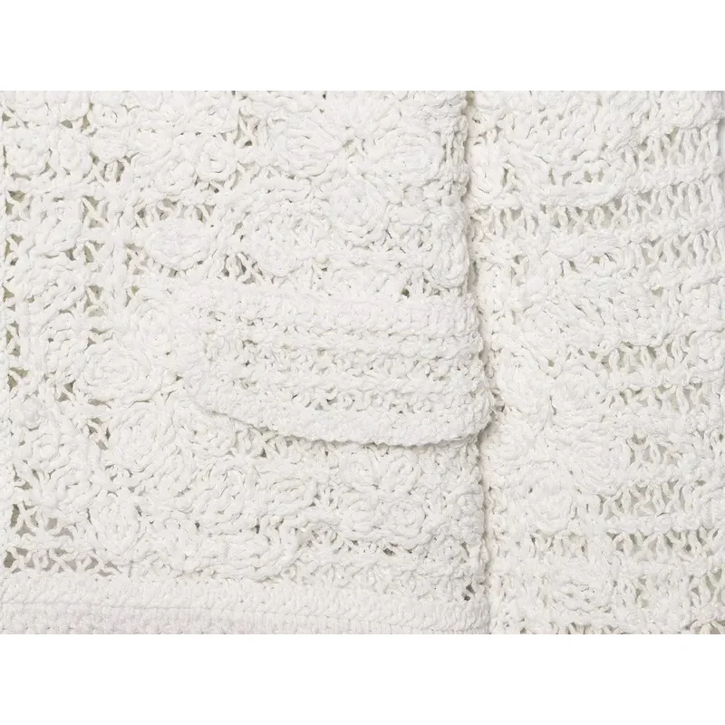 Women's Slim Fit Button-Up Crochet Hollow Jacket Summer Fashion High Street Flower Design Commuter Coat Vacation Outerwear