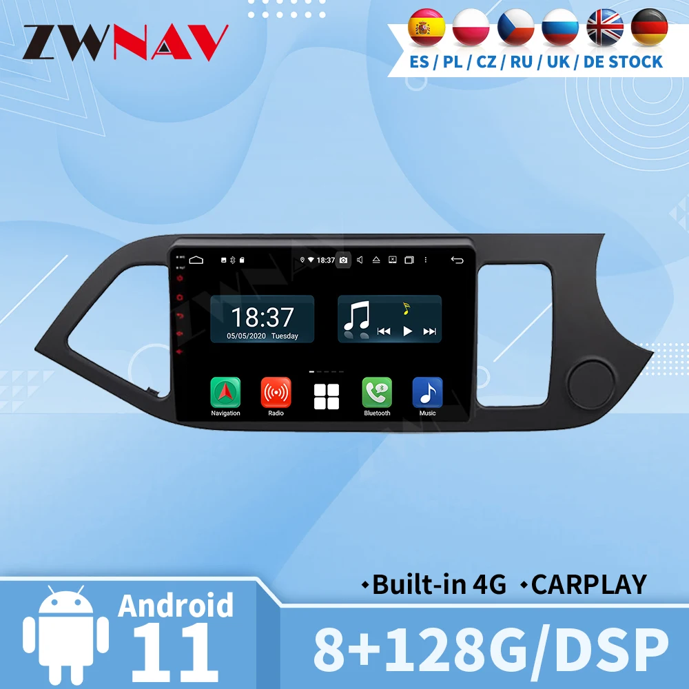 Carplay Radio Video For PICANTO MORNING 2012 2013 2014 2015 2016 Automotive Multimedia Central 2 Din Android Auto Screen Stereo