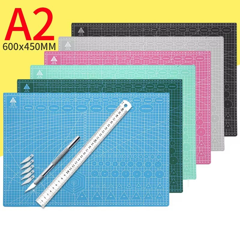 60 * 45cm A2 Cutting Board Grid Line Self-Healing Cutting Board Craft Card Multicolor Double-Sided Desktop Manual Cutting Pad