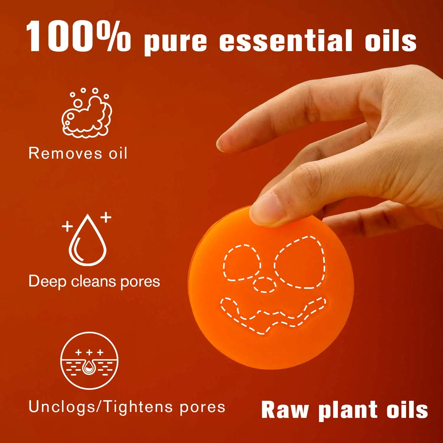 Halloween Pumpkin Soap Bar 100g, Deep Cleansing Face & Body Soap for Excess Oil and Pore Care, Rich Foaming Daily Cleansing Bar,