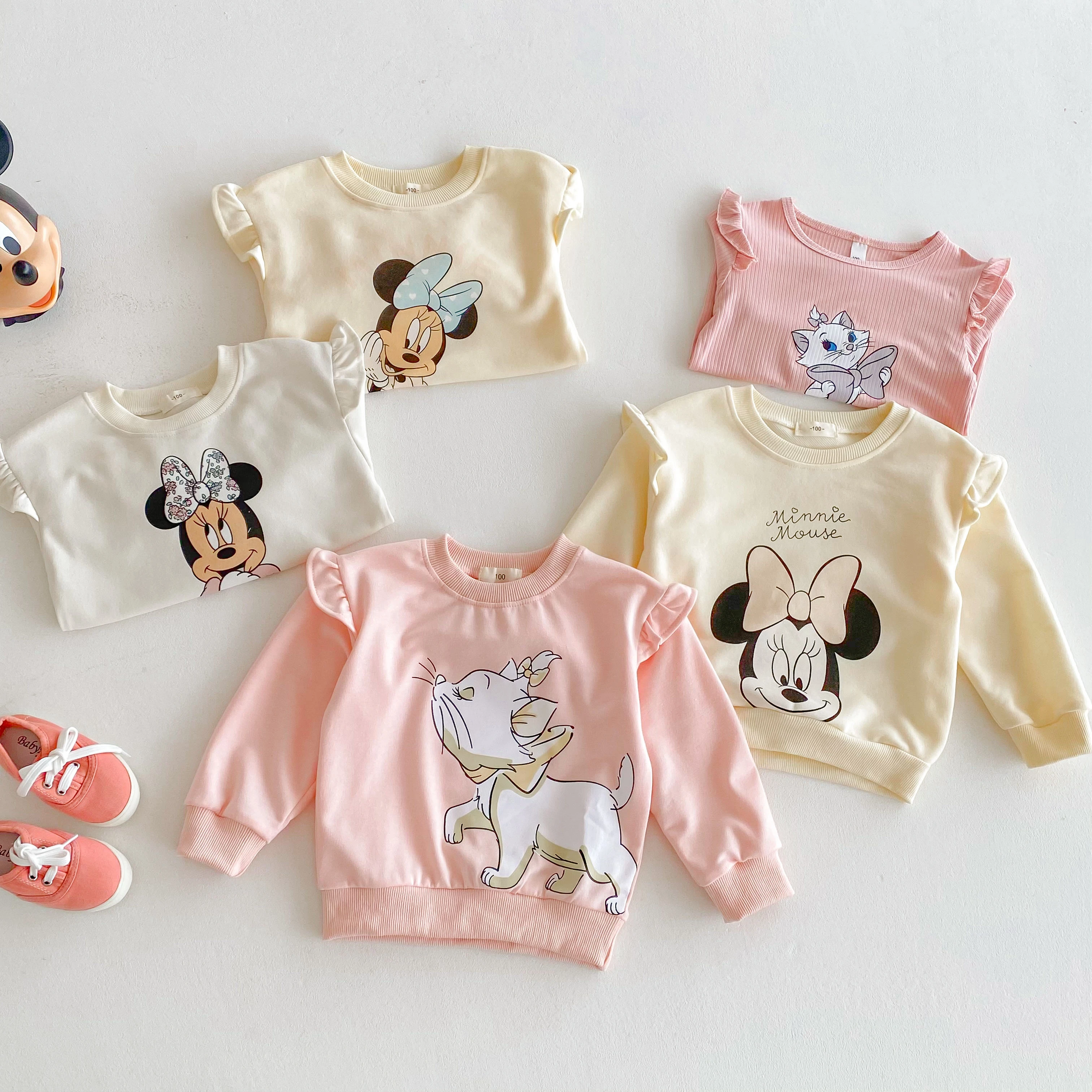 

Disney Marie Cat Pattern Baby Girl's Sweatshirts Cartoon Cute Minnie Kids Clothing Loose Fashion Long Sleeve Tops Hoodie O-neck