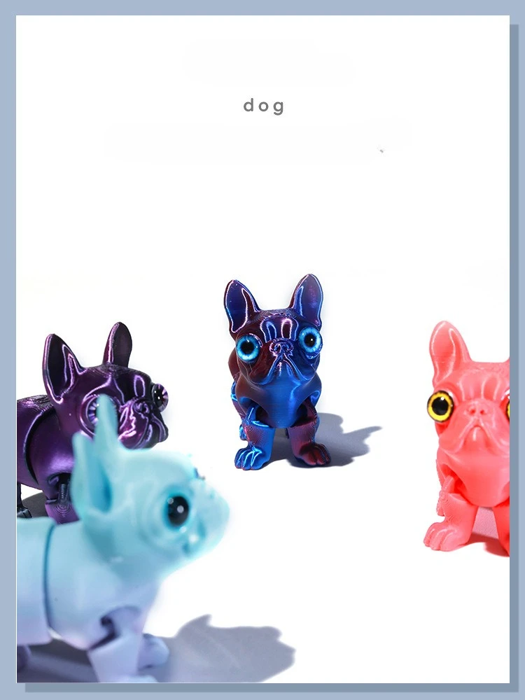 Modèle de chien imprimé en 3D, poupée de chien Pitbull mobile de couleur unie, Figurine d'animal articulée multi-articulée, décoration de bureau