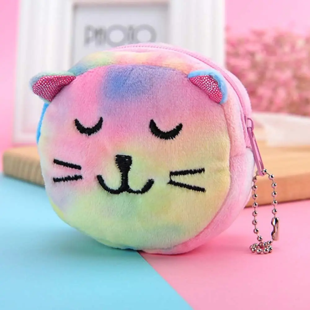 Cartoon Tasche Geld Schlüssel Ring Tasche Zipper Tasche Katze Ornament Lagerung Tasche Plüsch Schlüsselbund Mini Brieftasche Plüsch Geldbörse Brieftasche Taschen