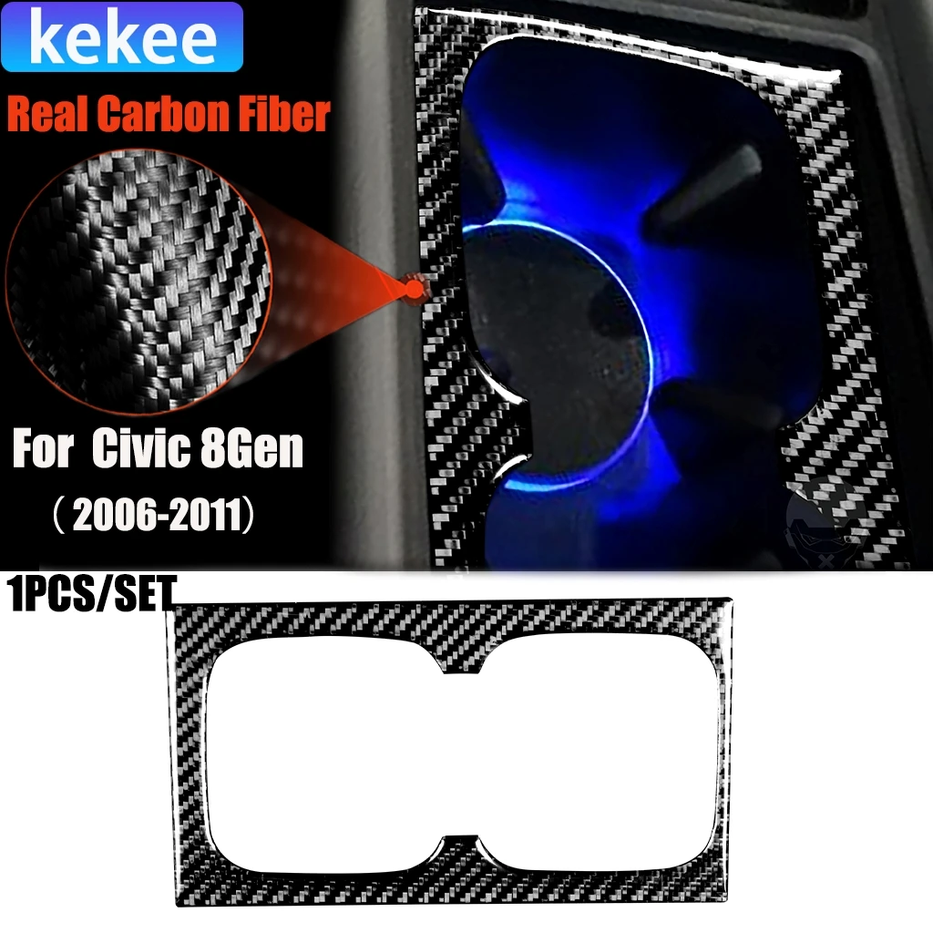 

Carbon Fiber Car Accessories Cup Holder Modified Interior Trim Cover Soft Sticker For Honda Civic 8th Gen 2006 2007 2008-2011