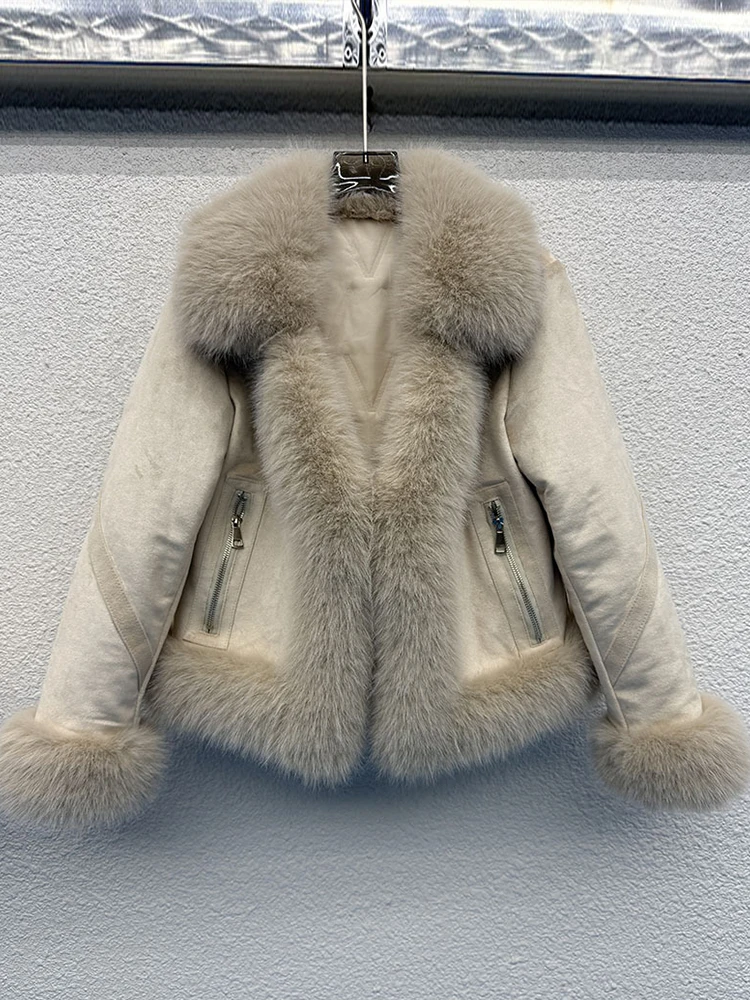 

Mumaroho 2025 Winter Autumn Women Faux Fur Padded Jacket Solid Khaki Long Sleeve Thick Warm Outwear Suede Jacket Coat For Women