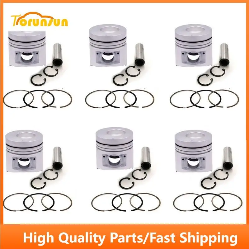 

New 6 Sets STD Piston Kit With Ring ME300199 Fit For Mitsubishi 6D16 Engine 118MM