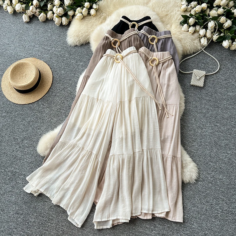 

Casual pants women 2025 summer dress fairy gentle style versatile high waisted loose wide leg skirt chiffon pants