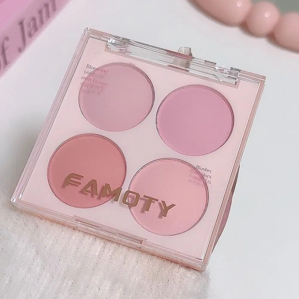 Palette di fard in polvere a lunga durata a 4 colori, compatto, opaco, per il viso, fard in crema portatile a basso saturo, strumento per il trucco