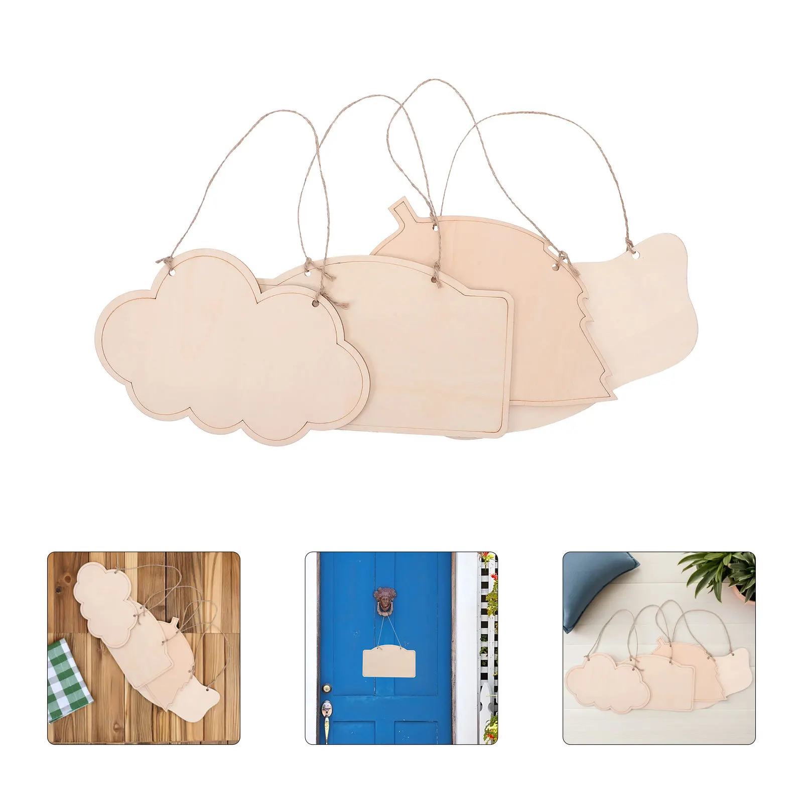 

8Pcs Wood Plaque Blank Hanging Sign Natural Solid Wood Board for Custom Painting Crafting Home Office Decor Use