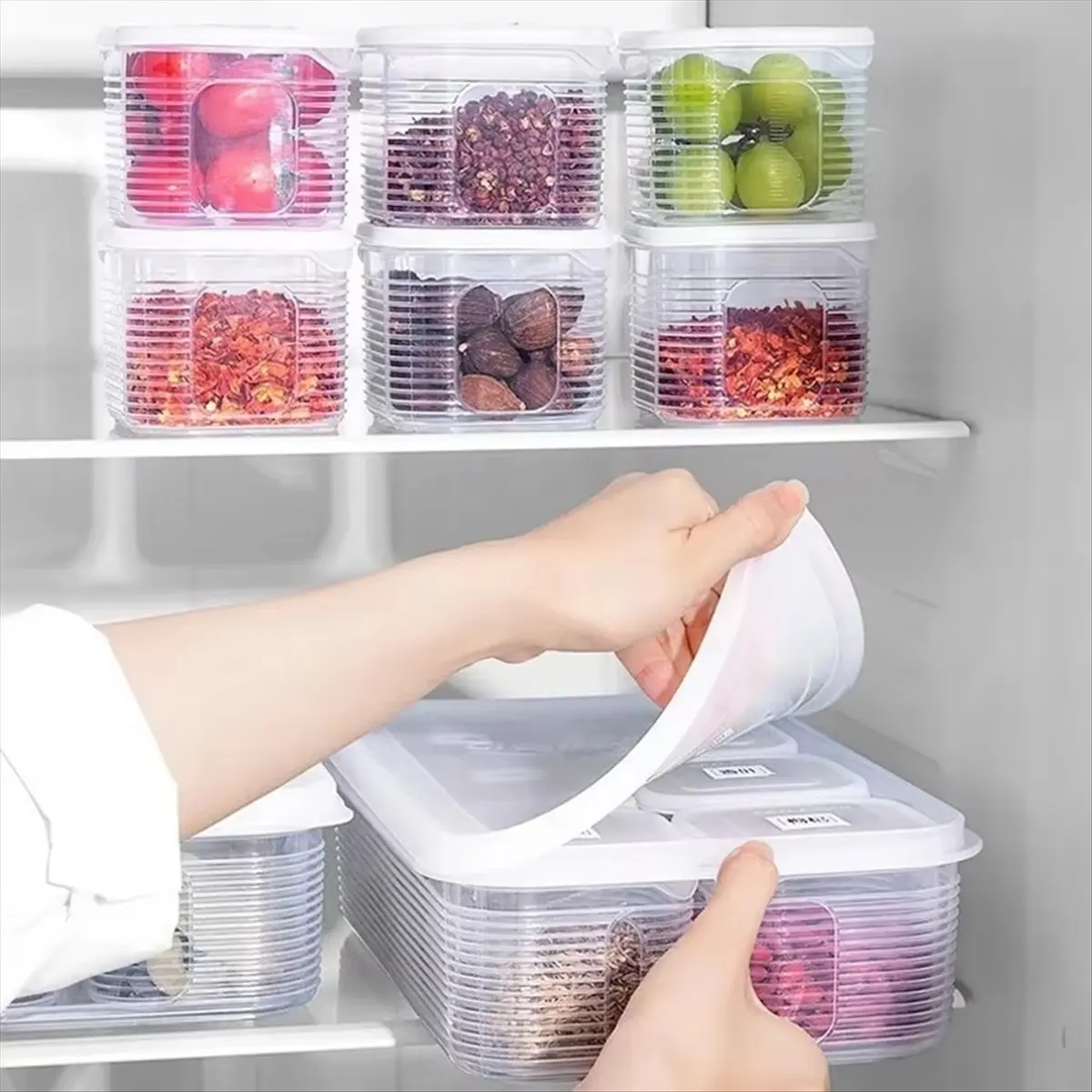 

Food Storage Container with Lid - Fresh-Keeping Box for Fruits, Vegetables, Seasonings,Refrigerator & Kitchen Organizer-TCES