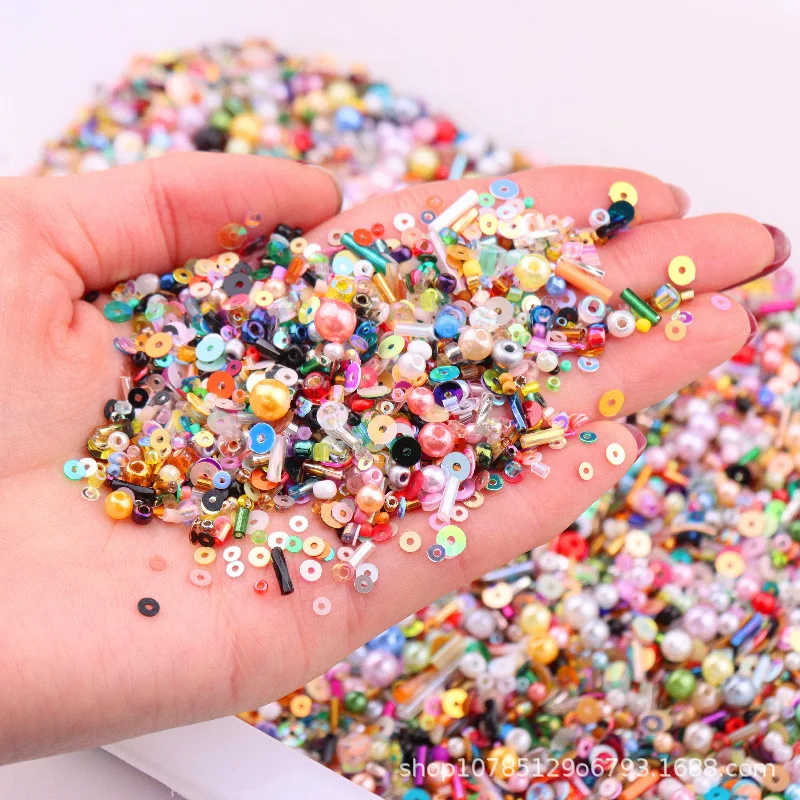 

10/30G/lot Mix Color Glass Rice Beads Perforated Imitation Pearl PVC Sequin Handmade DIY Beads Jewelry Accessories Material