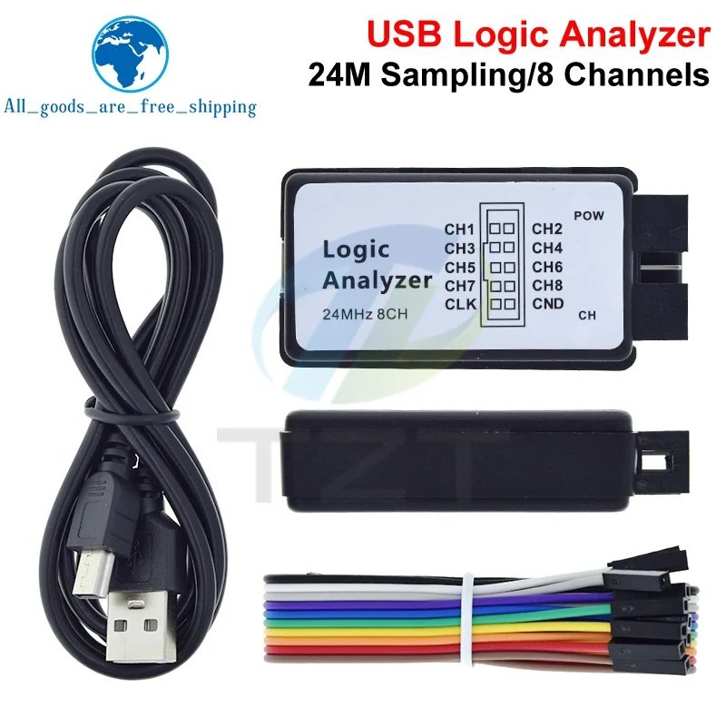 USB Logic Analyzer 24MHz 8 Channel 24M/seconds Logic Analyzer Debugger For ARM FPGA Logic Analyzer Logic 24M 8CH