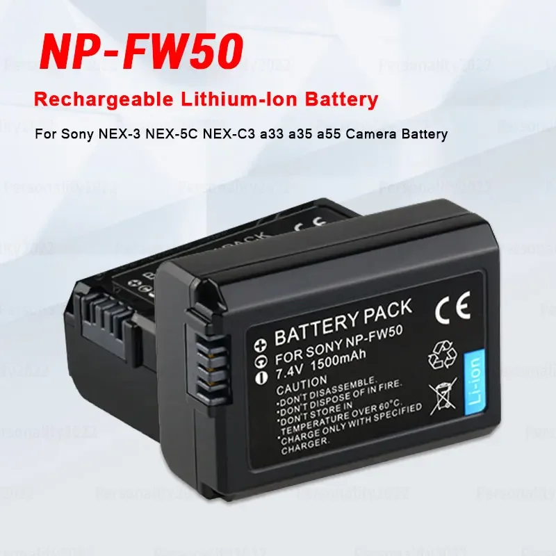 

NP-FW50 7.4V Battery 1500mAh NPFW50 for Sony Camera Batteries A3000 A6000 A6400 NEX-3 NEX-C3 A7R A7S Rechargeable Cell Cameras