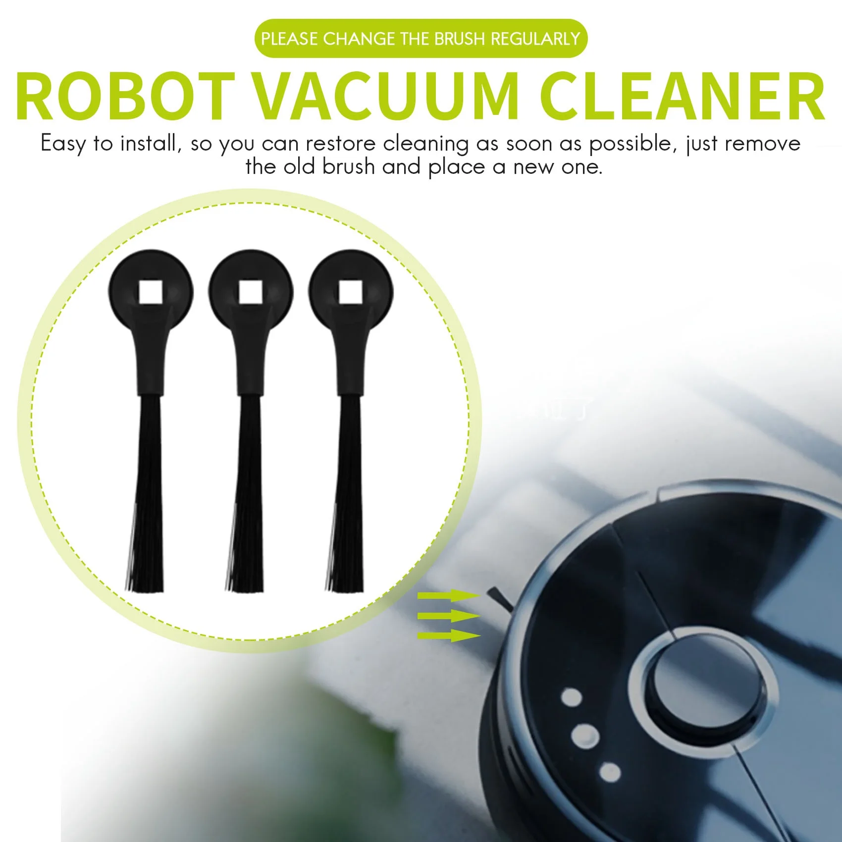 AT17 6 Pak Sikat Samping Kompatibel dengan Robot Shark IQ R101Ae,Rv1001Ae,Rv1000 Vacuums, Aksesori Robot Sweeping