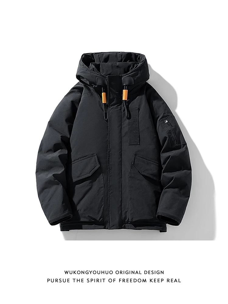 

Warmth Oversized Hooded Du down Jaet for Men And Women Vintage Sle with Big kets 90% down Thiened Winter Coat