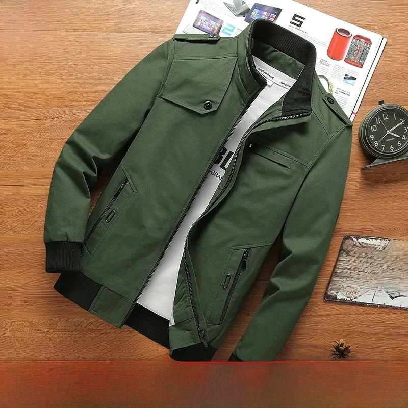 

Pierre Cardin Men's Casual Jaet Spring Autumn Stand Collar Workwear Loose Fit Faion Urban Sle Cotton Blend Long Sve