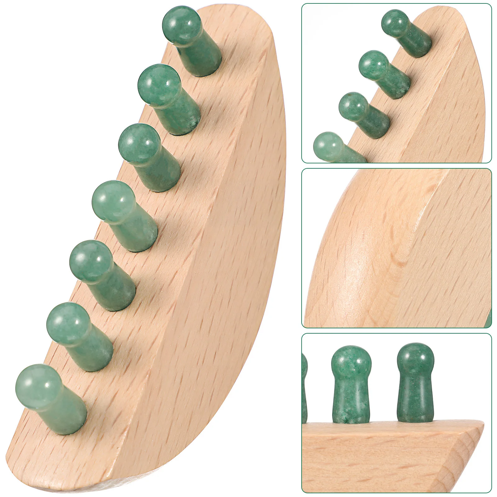

1pcs Head Massage Wood Comb With Jade Teeth Scalp Relaxation Tool Portable Hair Care Massager For Face Neck Shoulders