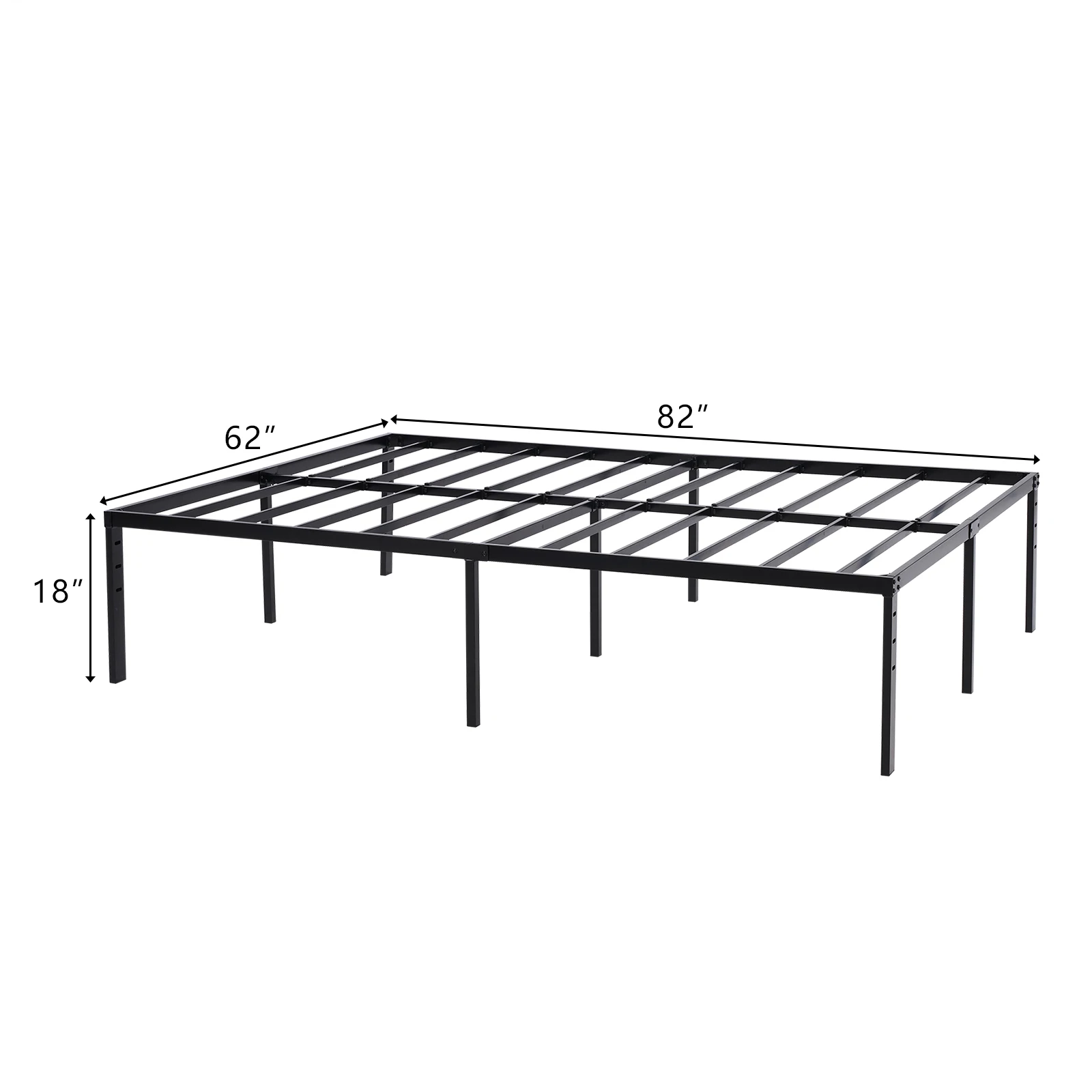 208,2 * 157,5 * 45,7 cm bedhoogte 18 "eenvoudig basis ijzeren bedframe ijzeren bed zwart