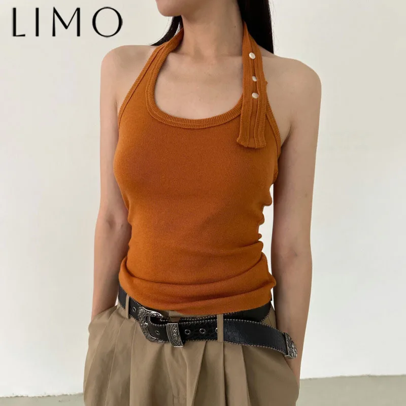 

LIMO Womens Halter Neck Backless Short Sleeve Top Adjustable Button Fitted Casual Summer Tshirt New Fashion Chic Premium Quality