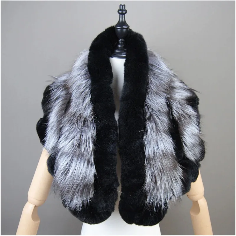 

Genuine Rex Rabbit Fur Scarf Fox Furs Women Winter Warm Scarves Trendy Elegant Natural Rex Rabbit Fur Ring Scarves Female N157