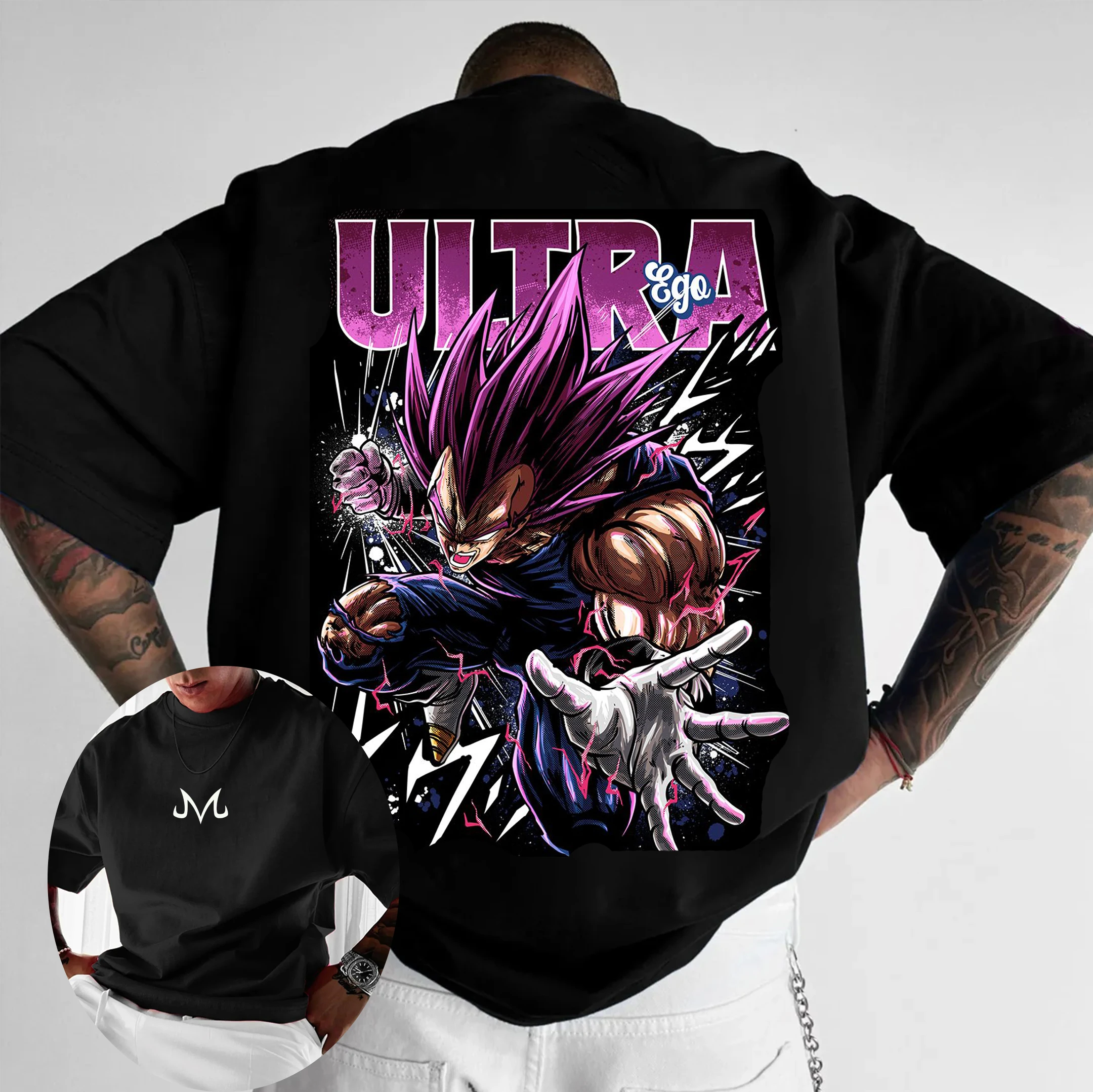 Camiseta Unisex Extra Grande de Algodón Negro con Estampado Trasero Vintage de Dragon Ball Super Saiyan Gohan 40 Aniversario, Verano 2026, para Fans Y2K