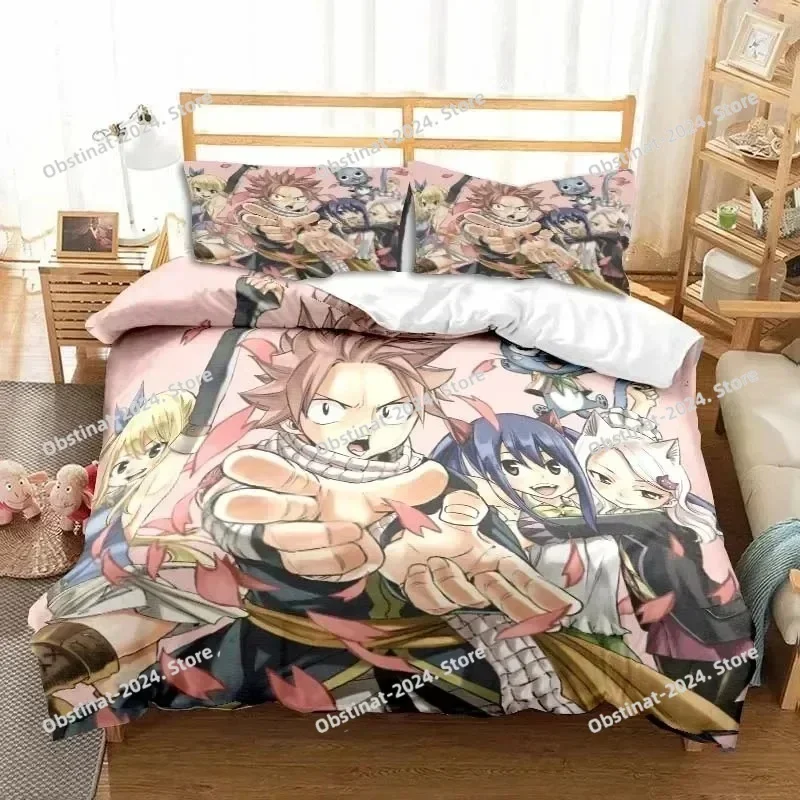 

3D Anime Fairy Tail Bedding Set Printed Bed Set With Pillowcase Bed Duvet Cover Soft Single Double Queen Super King Size Bedroom