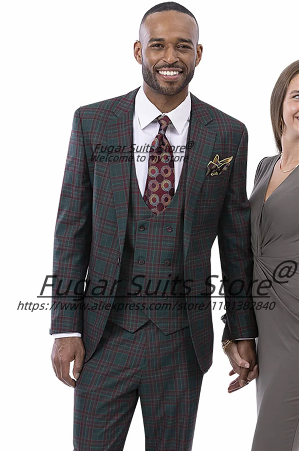 

Элитные мужские костюмы в клетку для выпускного вечера, индивидуальный пошив, приталенный крой, с заостренными лацканами, свадебные смокинги для жениха, мужские деловые пиджаки, комплекты из 3 предметов