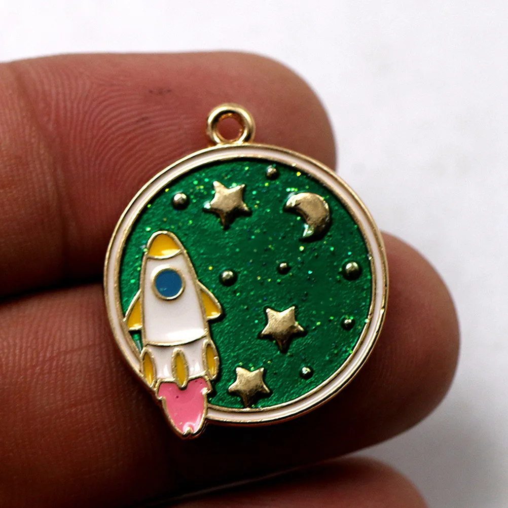 

10 Pcs Rocket Pendant Alloy Charm Colorful Jewelry Making Accessories DIY Set for Necklace Bracelet Earrings Stylish Fashion