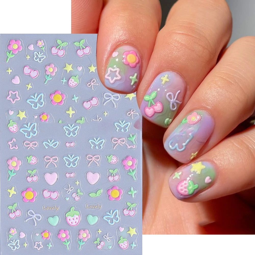 Простые наклейки для маникюра  – обзор и цена Nail Art Strawberry
