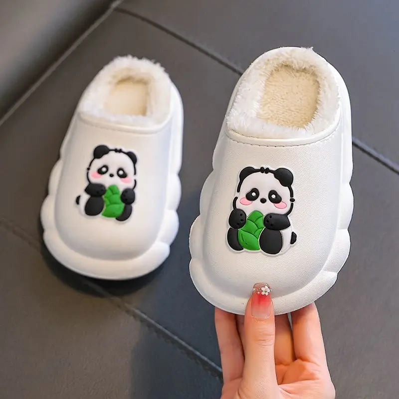 

Kids Winter Cartoon Panda Waterproof Slippers Non Slip Soft Sole Indoor Outdoor Cotton Thermal Baby Footwear