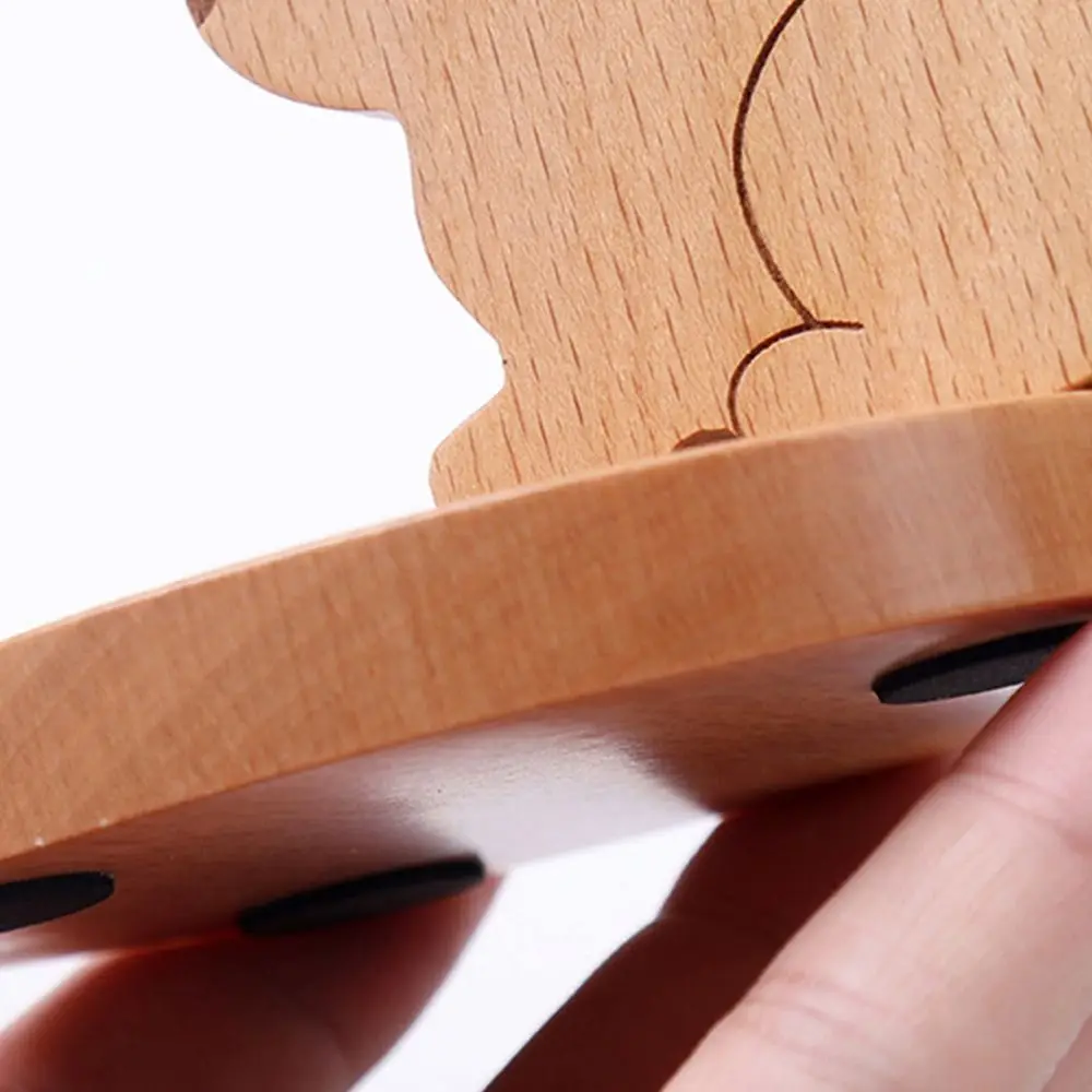 Creative Wooden Phone Holder Heavy Duty Rabbit Shaped Cute Bunny Phone Rack Practical Durable Mobile Phone Bracket