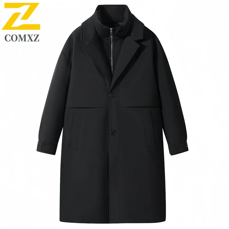 Men's Warm Tactics Jacket Winter Fashionable High Quality Thick Fleece Warm Fur Collar Parka Casual Mid-length Cold-proof Coat