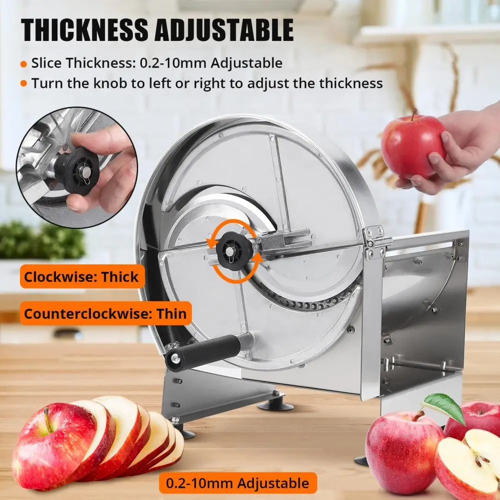 

Commercial Vegetable Slicer Manual Vegetable Slicing Machine Slicer Stainless Steel Cutter Fruit Slicer Thickness Adjustable